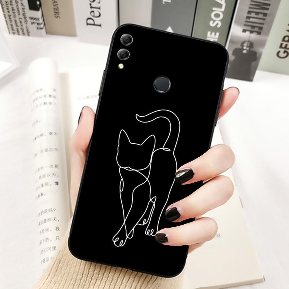 Cute Cat Line Phone Case For Huawei Honor 10 lite 9 20 7A 9X 30 50 60 70 pro plus Soft Silicone Cover