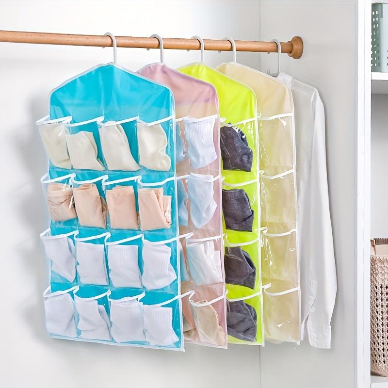 Space-Saving Transparent Hanging Wardrobe Organizer, Multi-Pocket Mesh Storage Bag for Underwear, Socks & Accessories
