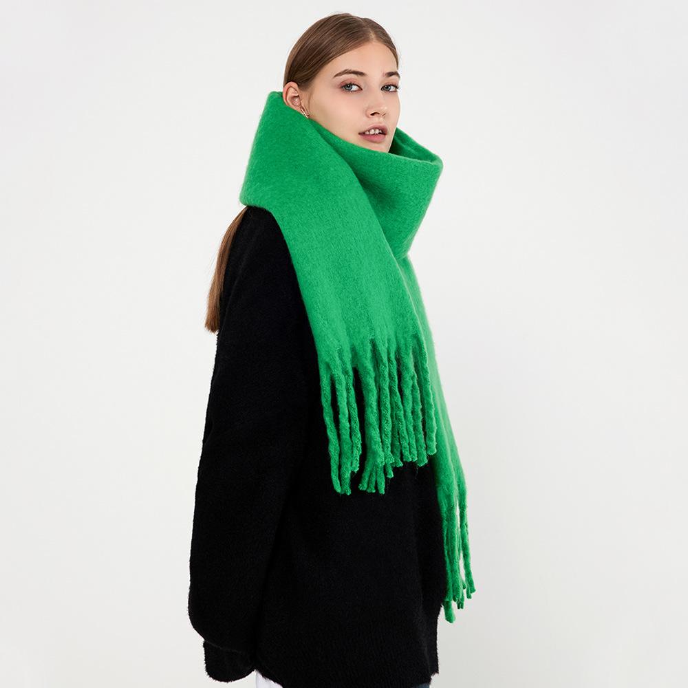 Homemade 28-color Atmosphere Soft Waxy Thick Beard Mohair Scarf Women's Winter Warm Imitation Cashmere Scarf Shawl