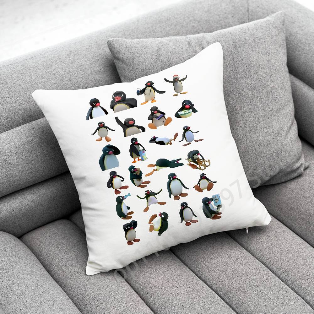 Penguin P-Pingu Funny Throw Pillow Case For 50X50Cm 40X40Cm 55X55Cm 45X45Cm 30X30Cm Square Bedroom Pillowcase Cover