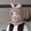 Knitted Beanie Rabbit Ear Winter Hat Plush Face Guard Neck Warmer Pullover Cap  Infant Cap
