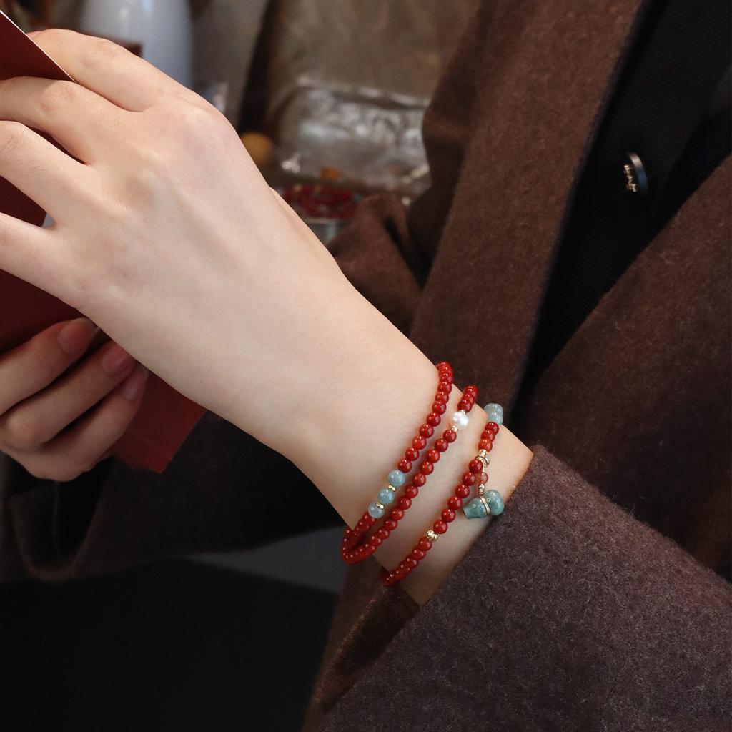 Natural Nanhong Agate Braceletfashion Women Daily Jewelry Gift
