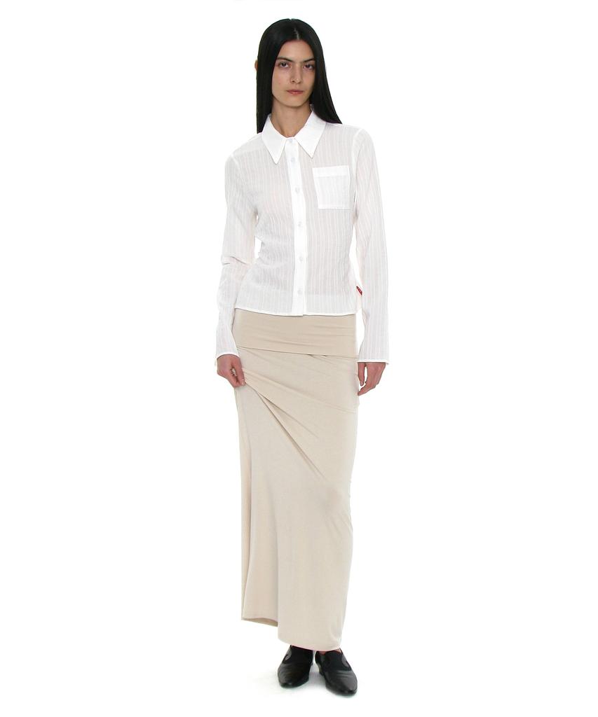 Partimento Woman Pwc Folding Waist Jersey Maxi Skirt_Ivory