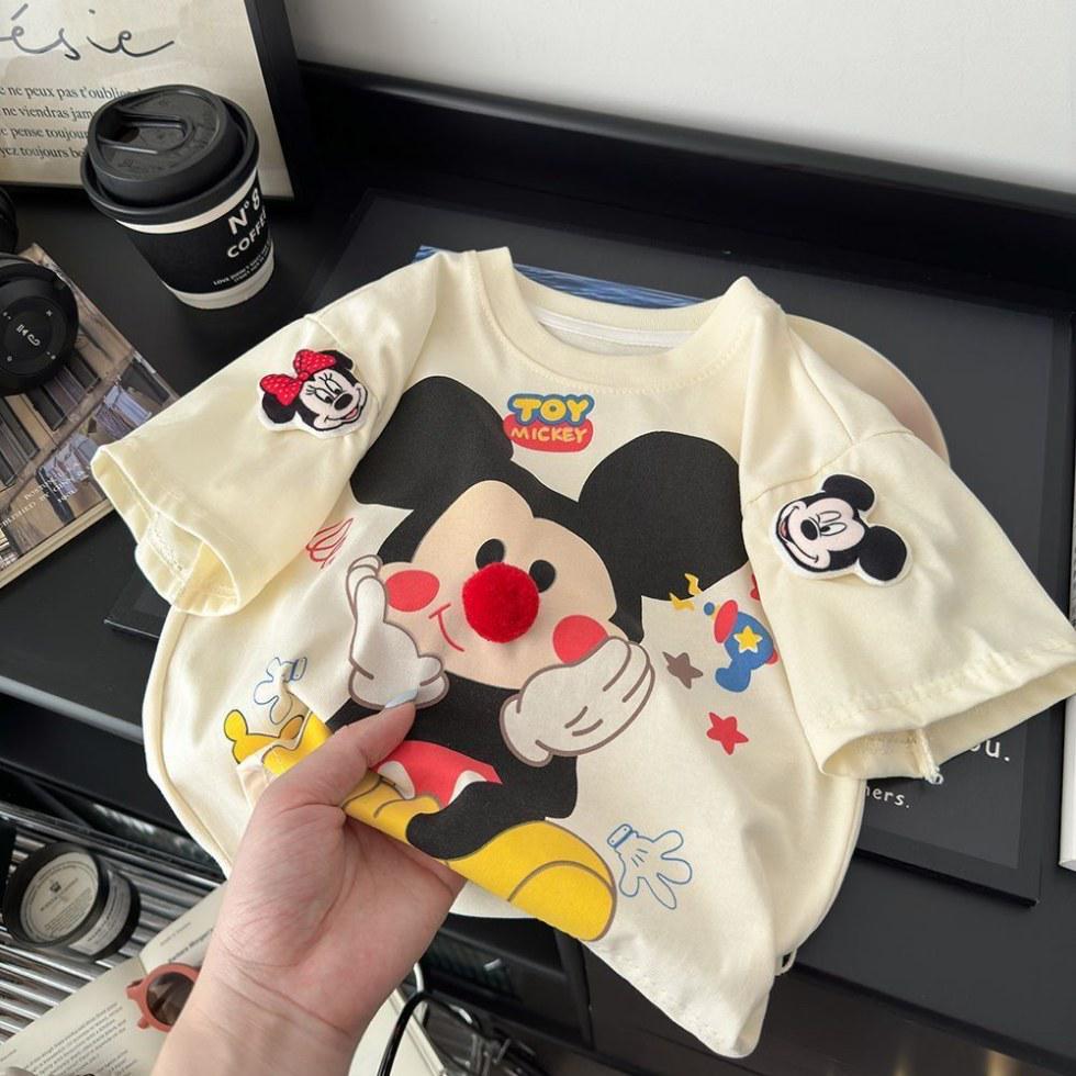 3D Cartoon Character Short Sleeve Cotton T-shirt - Fun Summer Loose Fit for Men, Women, and Kids; Parent-Child Matching Tops.