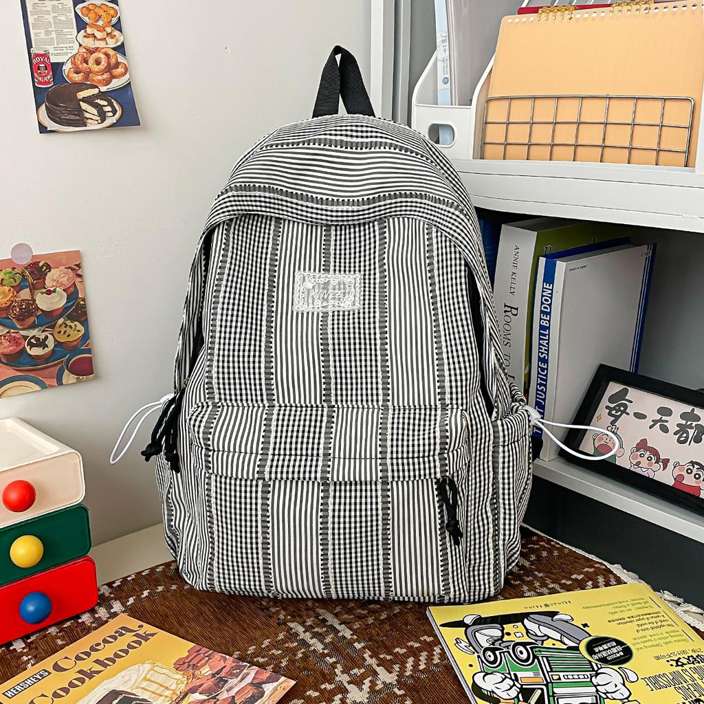 Schoolbag Japanese INS striped backpack 1011 spring/summer new campus high-aesthetic student backpack for women, lightweight small backpack