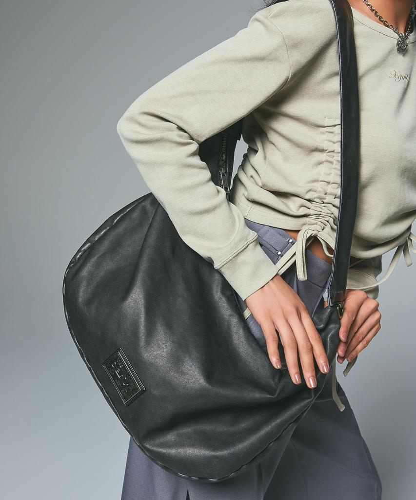 X-girl Metal Plate Label Shoulder Bag, 105254053009, Black, One Size