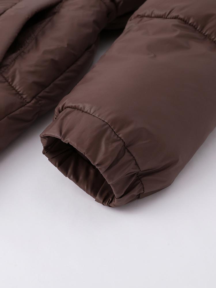 Damen Kapuzen-Baumwolljacke mit Reißverschluss Kordelzug Bindung Locker Warm Braun Baumwollkleidung Leichte Schlanke Jacke Täglicher Arbeitsweg Herbst und Winter