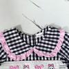 Girls' Pumpkin Embroidery Plaid Suit - Doll Collar Top & Flare Pants Two-Piece Set for Autumn/Halloween 2026