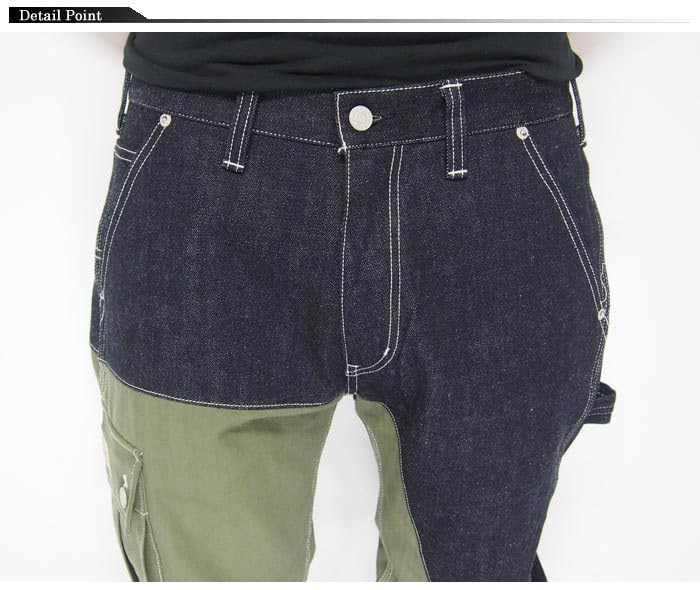 Kojima Jeans Quarter Combo Made In One Pants, Japan, Wash, Men's, RNB-1117-Indigo Khaki-38