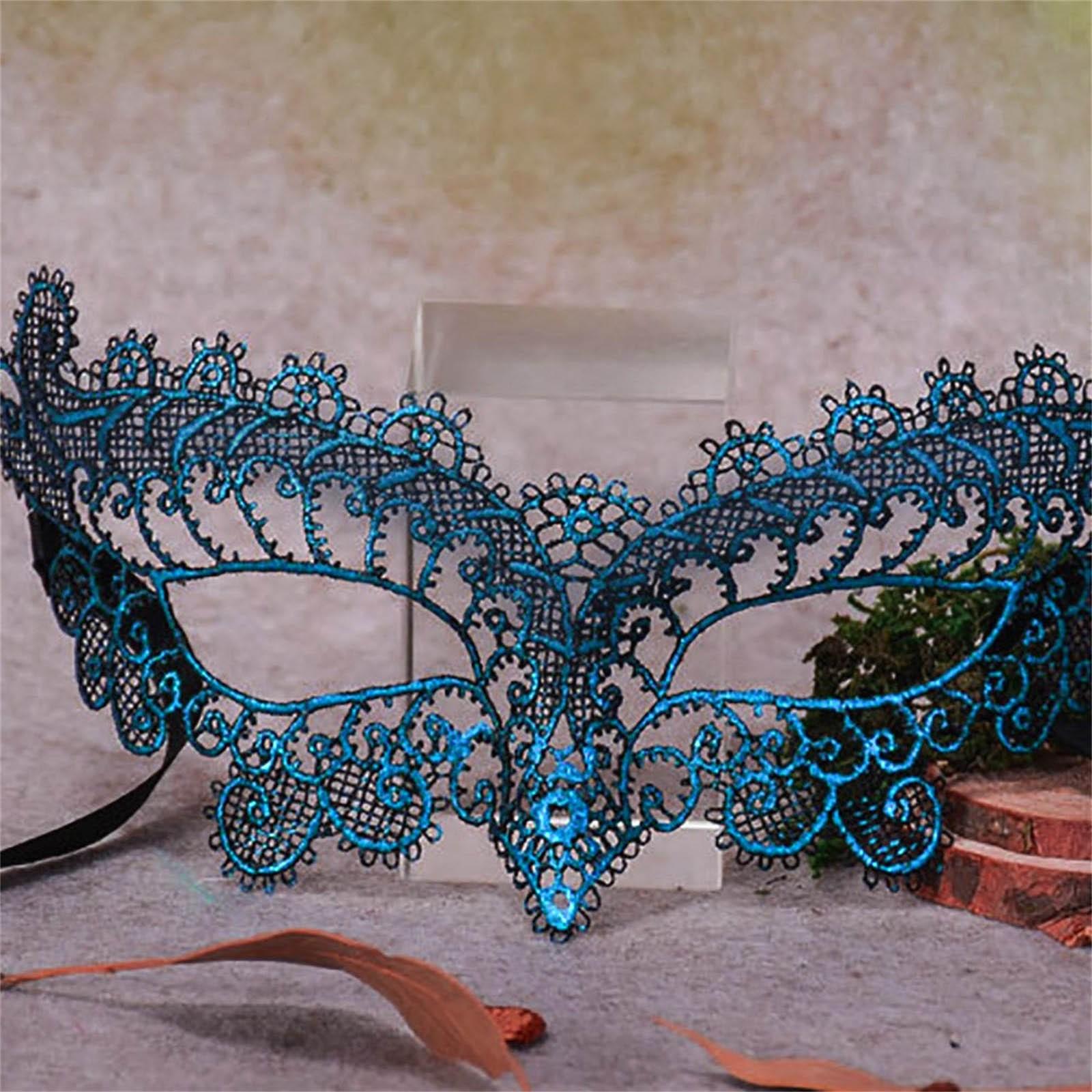 

Маскарадная кружевная маска на Хэллоуин, вырезанные аксессуары для выпускного бала One Size синий