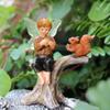 Cute Miniature Figurines Mini Garden Sculptures Flower Fairy and Squirrel Statue Outdoor