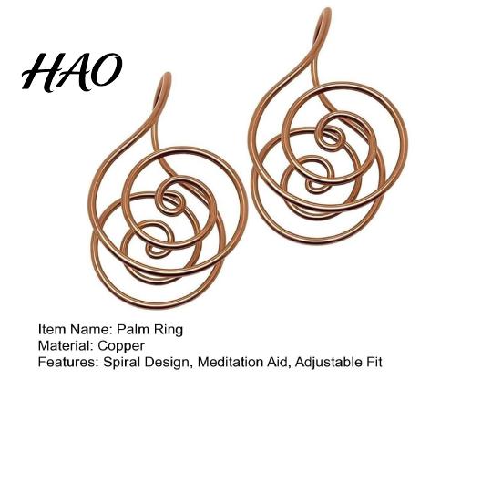 Meditation Aid Jewelry Copper Palm Ring Energy Spiral Hand Women Men Reiki Unique Artisan Compatible with Crystal Gem for Chakra Healing Manifestation
