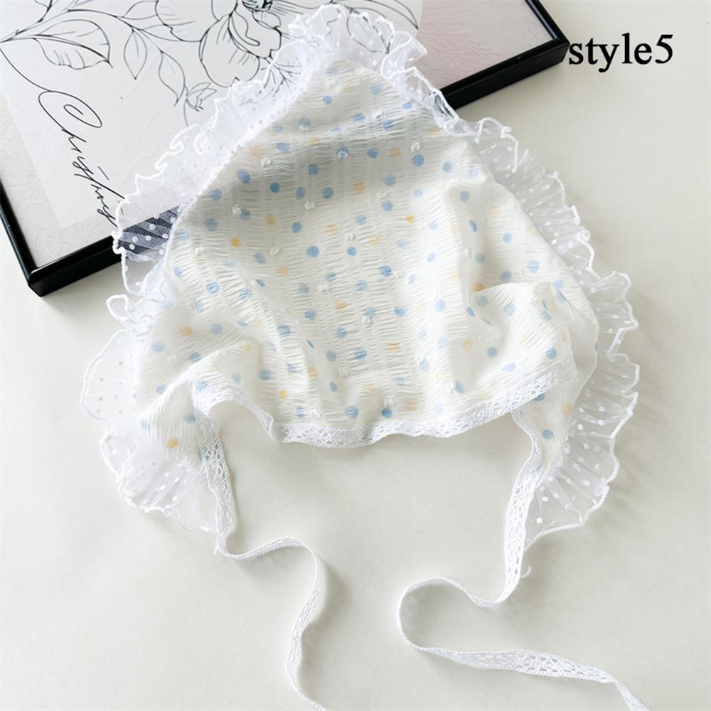 Sweet Floral Lace Hair Scarf Wraps Women Triangle Headscarf Thin Breathable Ribbon Retro Hair Accessories Headwear Turban Scarf