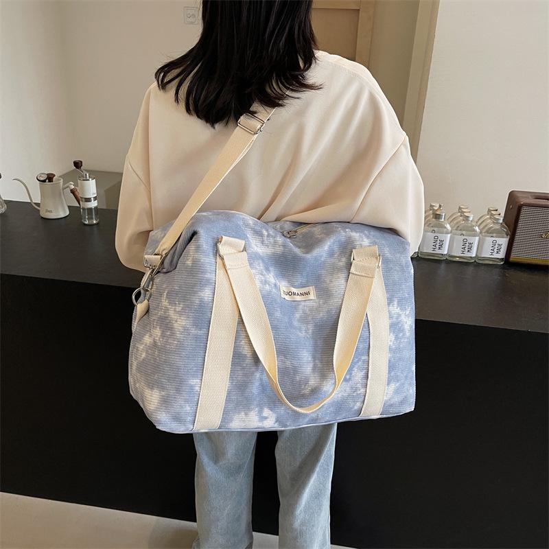 Women's Dry and Wet Separation and Dyeing Style Fitness Bag Simple and Fashionable Design Style Tote Travel Bag Can Be Used for Pulling Rod