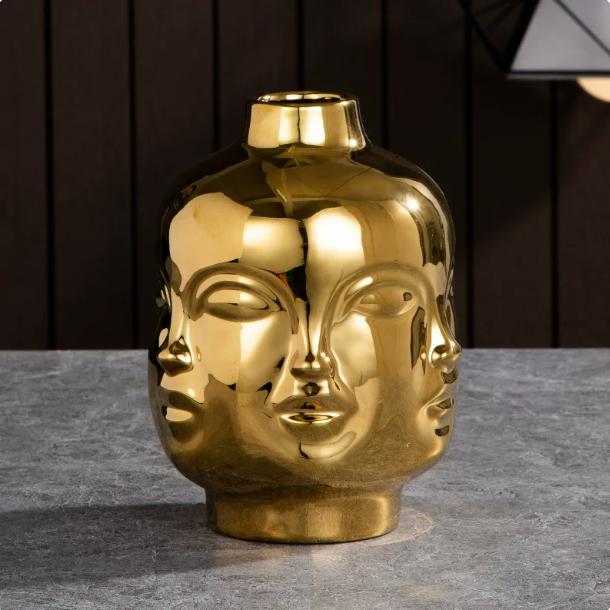 Scandinavian White Ceramic Vase Decoration Home Decoration Crafts Modern Interior Decoration Countertop Vase Art Face Shape Vase