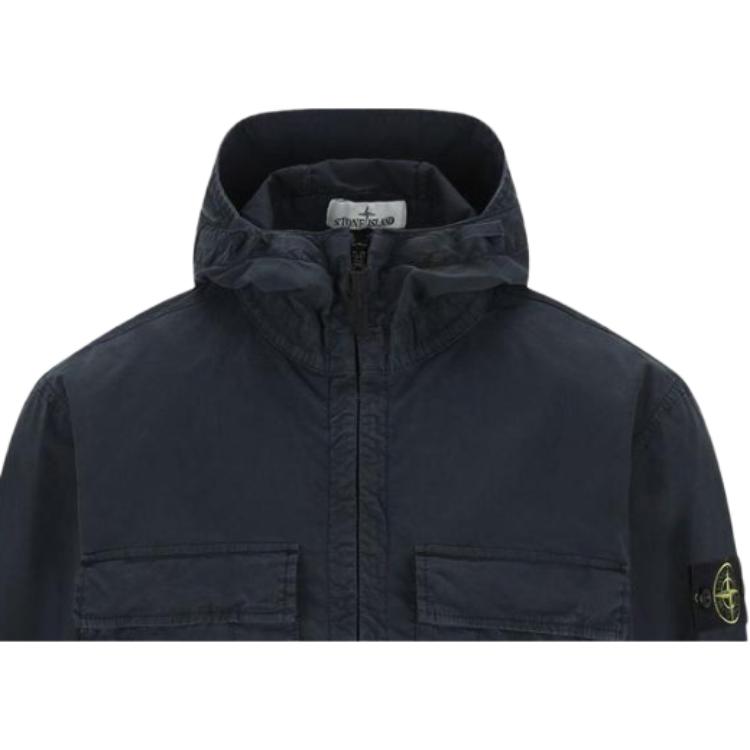 Stone Island Logo Hooded Zip Long Sleeve Jacket Men jackets L1S154100077S0A10-V0020