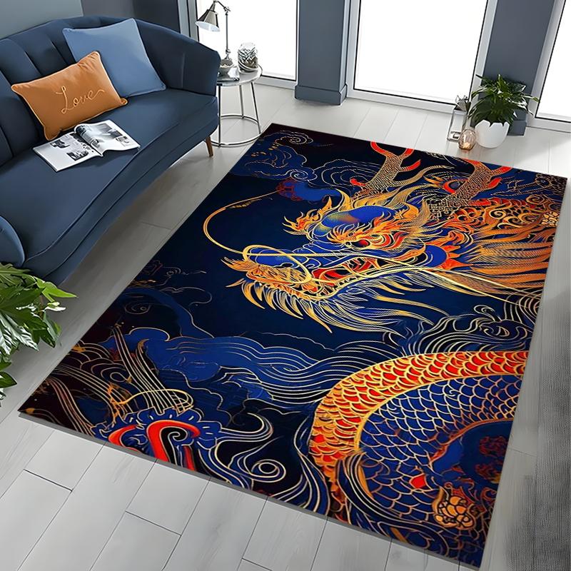 Chinese Dragon Pattern Rug Carpet For Living Room Non Slip Parlour Sofa Large Area Rugs Bedroom Kids Play Room Floor Mat Gift