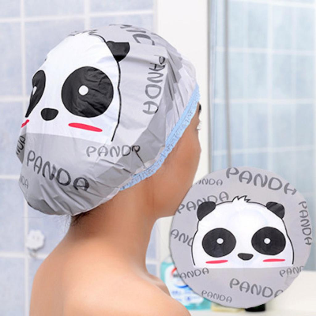 Waterproof Shower Cap Unisex Adjustable Elastic Band Bath Cap for Hair Treatment and Kitchen Use Durable PVC Material with Cartoon Pattern