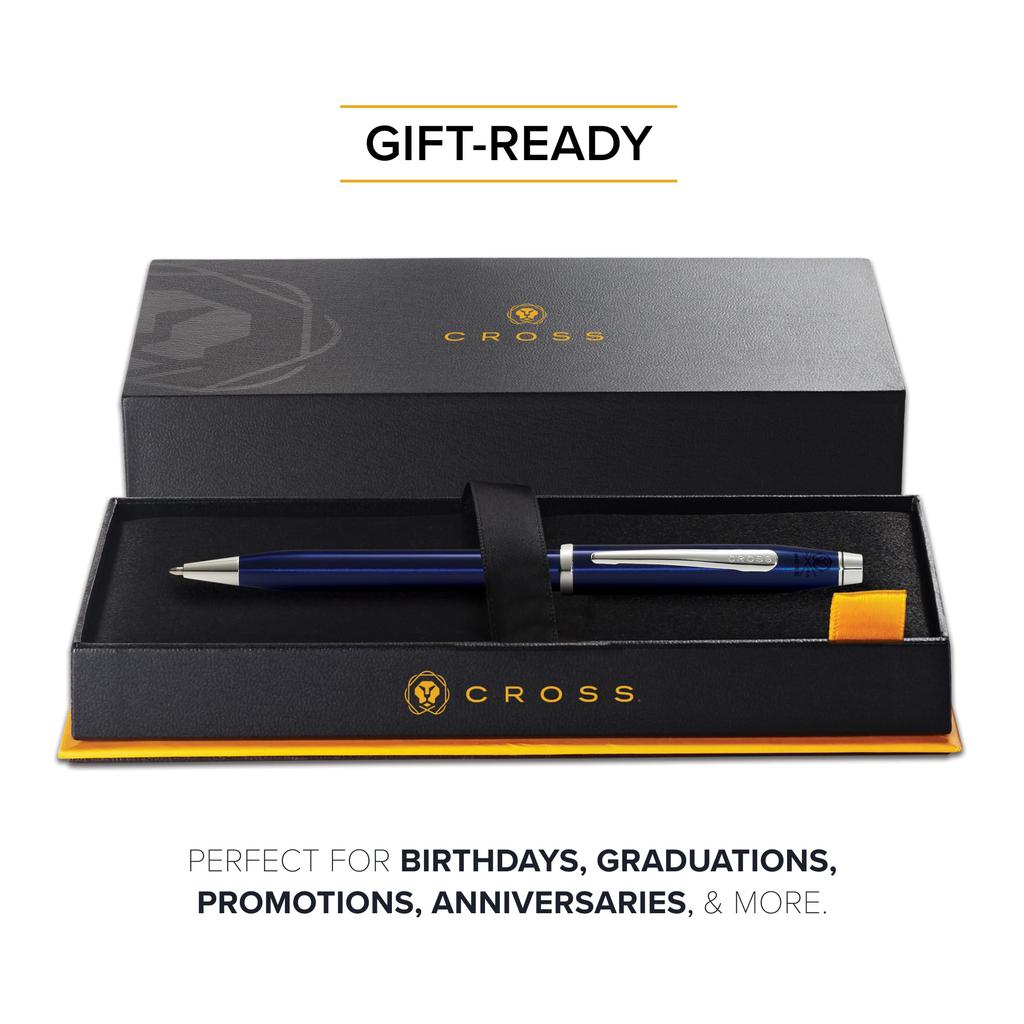 CROSS Official CROSS Century II Ballpoint Medium Translucent Blue Lacquer Polished Genuine Imported Product Pen, Nib, Chrome, AT0082WG-158,
