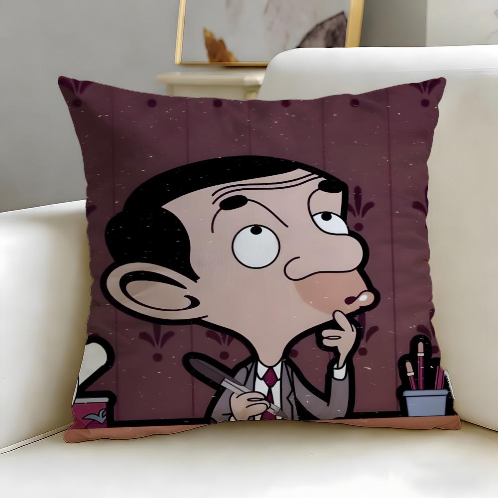 Classic Comedy Character Mr. Bean Cushion Cover Soft & Easy-Wash Pillow Case – Versatile for Couch, Bed, Travel and Office