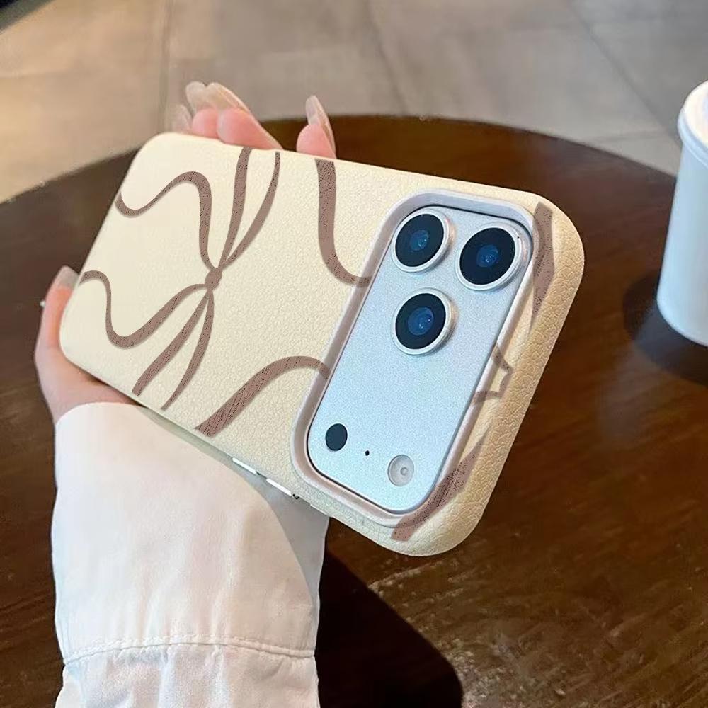 Brown Bow Fashion Ins Pattern Phone Case For iPhone 17 Pro Max 11 12 13 14 15 16 Pro 17 Air 15 14 Plus X XS XR Soft Cover