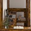 Loft Bed Frame with Desk Smoked Oak
