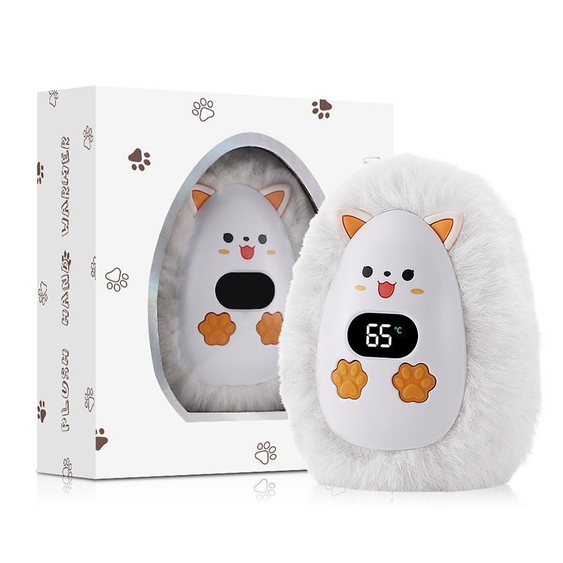 Süßer Plüsch-Cartoon Elektrischer Handwärmer Wiederaufladbar USB Taschen-Handwärmer Tragbar Winter Digitalanzeige Heizung mit Geschenkbox