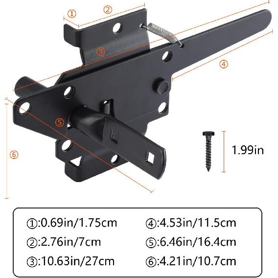 WellMade Heavy Duty Self-Locking Gate Latch for Wooden Fence, Post Mount Automatic Gravity Lever Door Latches for Garden Outdoor/Pool Gate, Metal