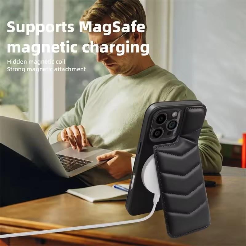 Leather Wallet Cards Case MagSafe Phone Cover For iPhone16 15 14 Plus 13 12 11 Pro Max Holder Magnetic Charging Protective Cover