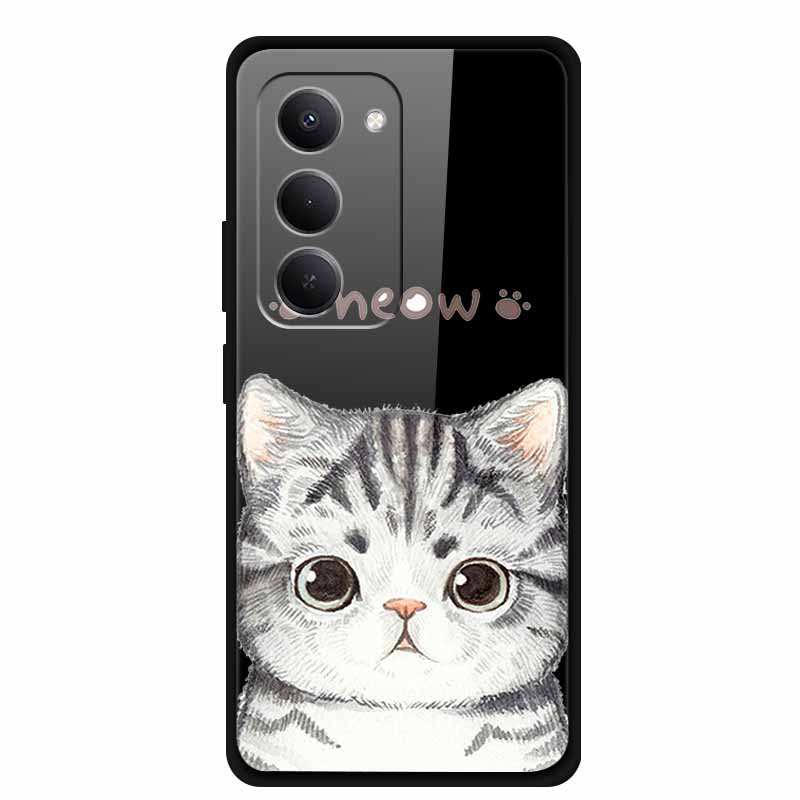 Glas-Rückseite für Xiaomi Redmi 15 4G Cartoon Niedlich Weicher Stoßfänger Harte Gehärtete Glas Hülle für Xiaomi Redmi 15 5G Hülle 6,9" Schale