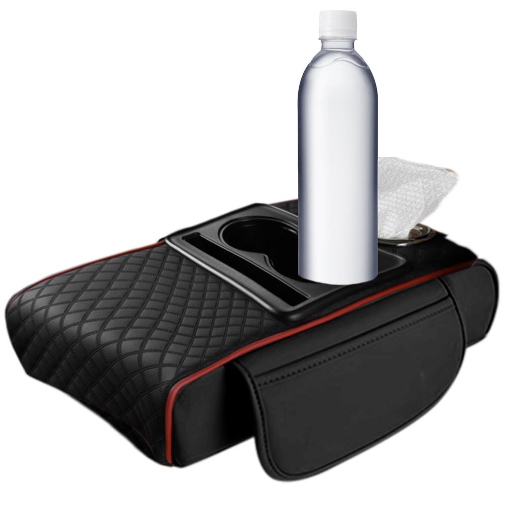 Car Armrest Box Heightening Cushion With Cup Holder Tissue Box Side Storage Pocket For Auto Interior Arm Rest Cover Height Pad