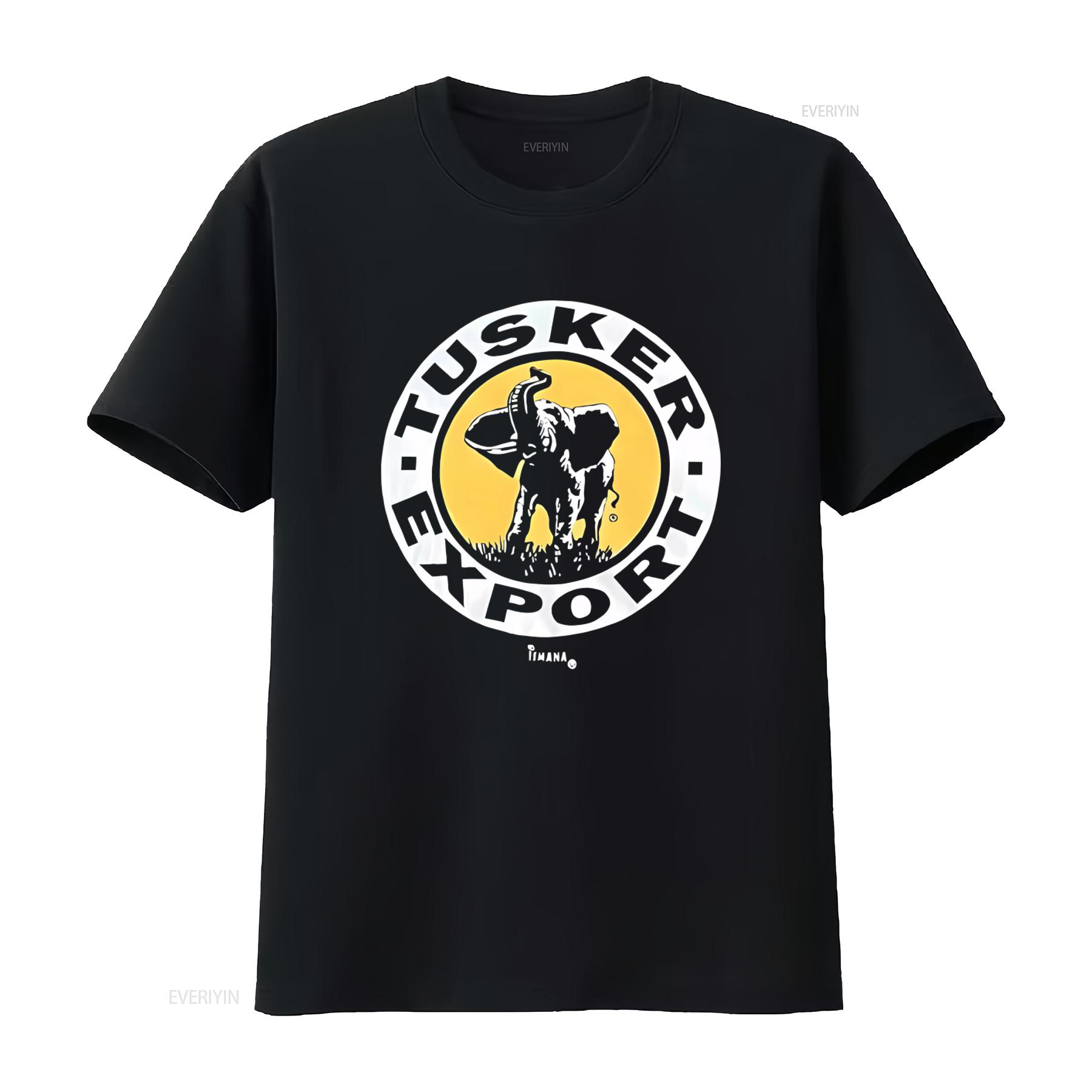 Vintage 90er Tusker Export Bier Alkohol Elefant Kenia Schwarzes T-Shirt Größe XL vintage Gewaschen Leicht Atmungsaktiv Designerkleidung S