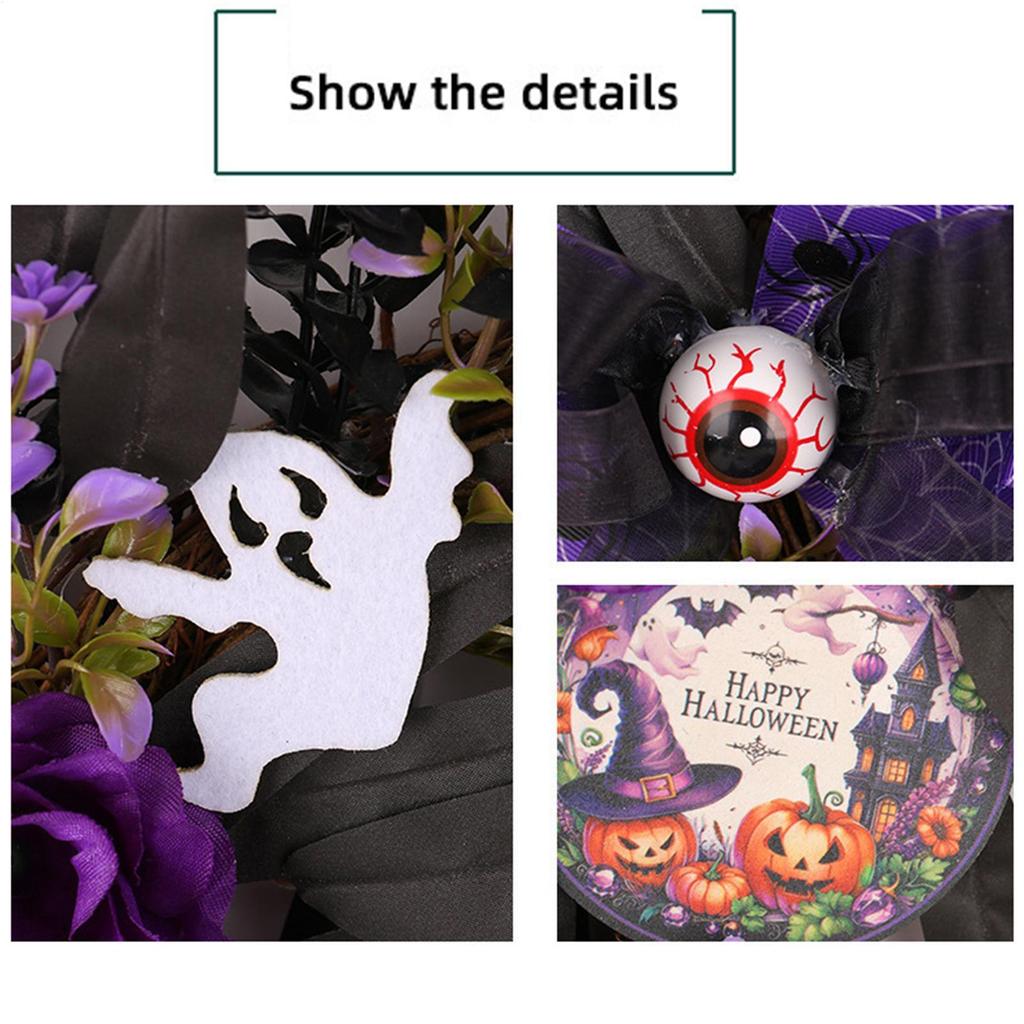 Halloween Wreath Spooky Halloween Decoration Wreath dead branch vine circle door hanging decoration for Porch Entrance