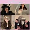 Fashionable Warm Knit Hat For Women Trendy Fluffy Beanie With Cute Bear Patch