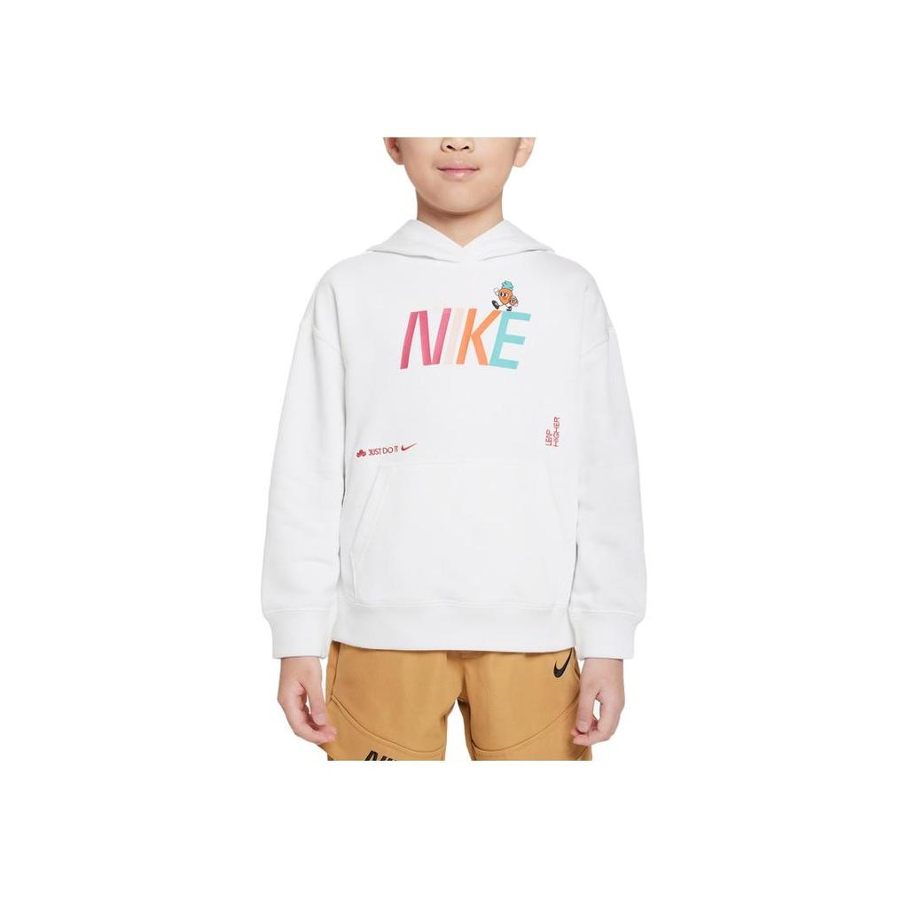 Nike Kids Logo Print Pocket Hoodie Kids Hoodies White FJ9701-121