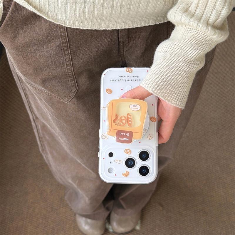 Korean Style Bread Shake Magnetic Stand iPhone 17/16 Pro Max/15/14 Case for Women