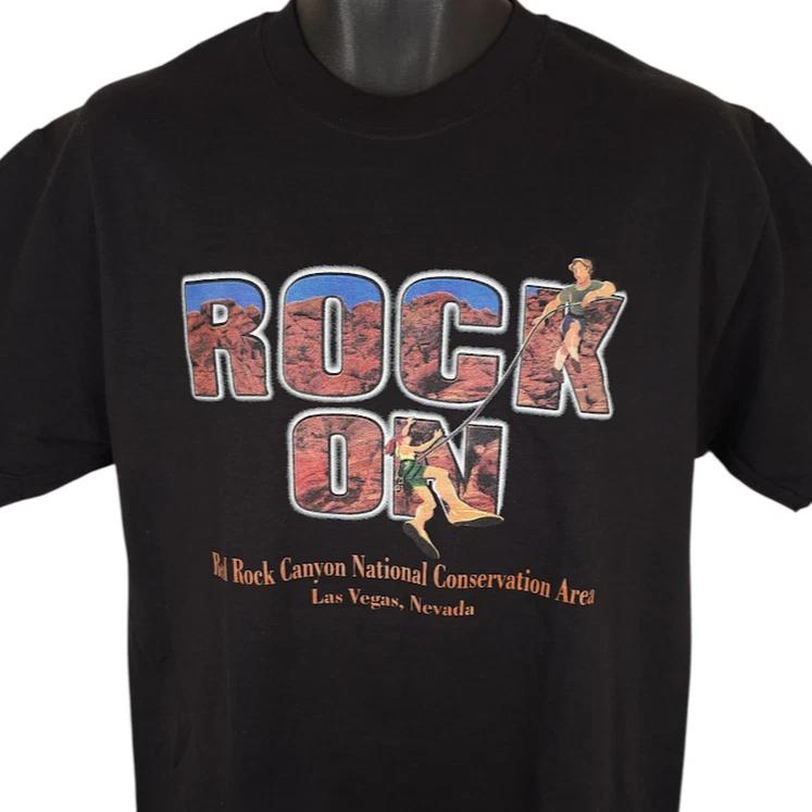

Vintage Red Rock Canyon T Shirt Mens Size Medium Black Y2K Rock Climbing M