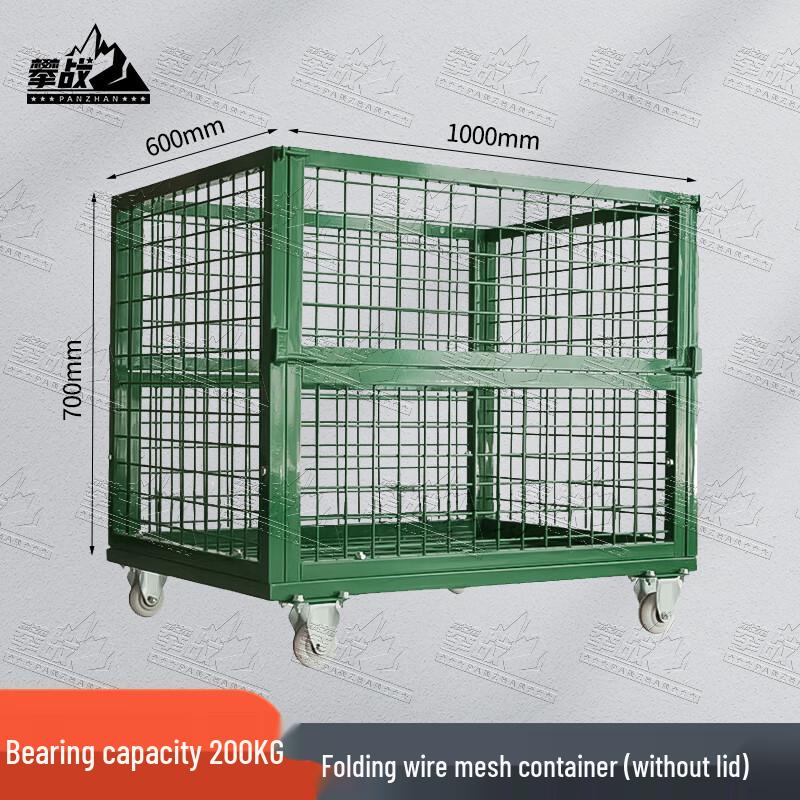 Panzhan Heavy-Duty Folding Mesh Storage Cage with Wheels
