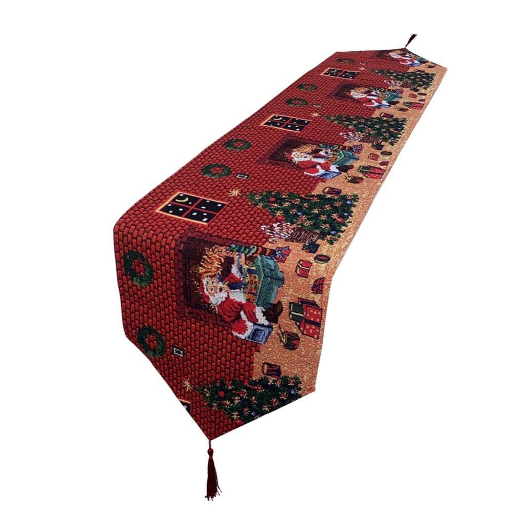 Snowman Themed Christmas Table Runner Cotton Tablecloth Holiday Dining Decor