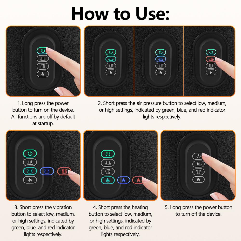 3-Speed Airbag Vibration Leg Massager with Electric Heating