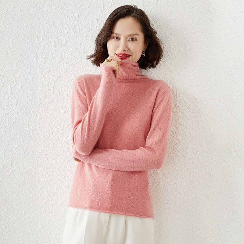 Andy Velvet Pile Collar Sweater for Women In Autumn and Winter Soft and Glutinous Skin-friendly Base Shirt Simple Atmospheric Warm Pullover Sweater