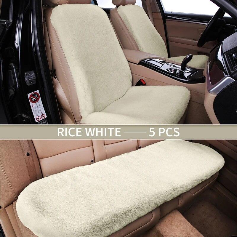 Fuzzy Car Seat Covers Set Fur Front Rear Car Seat Cushion Faux Fur Universal Wool Car Seat Cover Winter Warm Plush Soft Sheepski