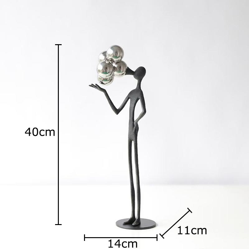 

Blowing Silver Bubbles Figures Sculpture Desk Decoration Ornaments Minimalist Abstract Character Statue Room Aesthetic Decor