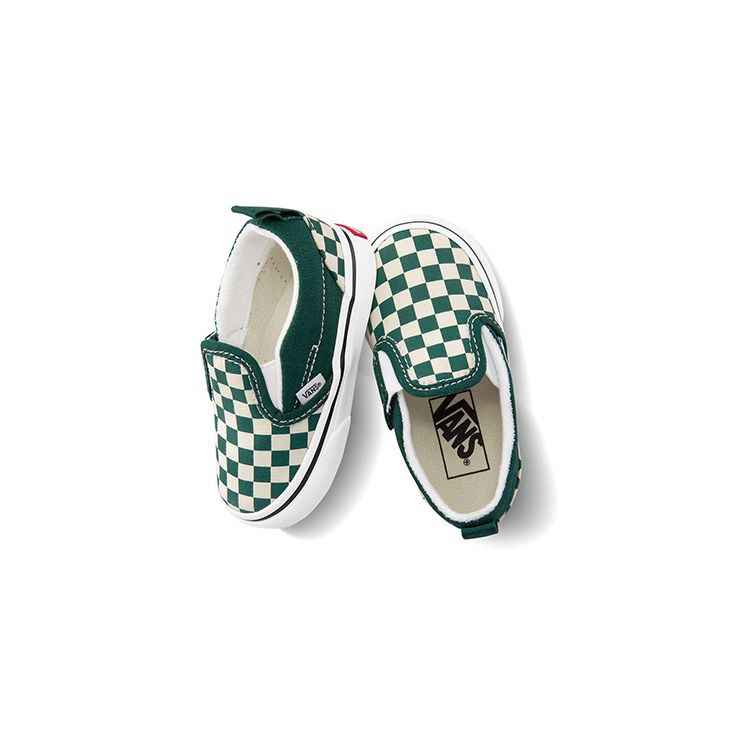 Vans Old Skool V Canvas Green And White Checkerboard Low Top Walker Shoes Baby sneaker VN0A34882NH