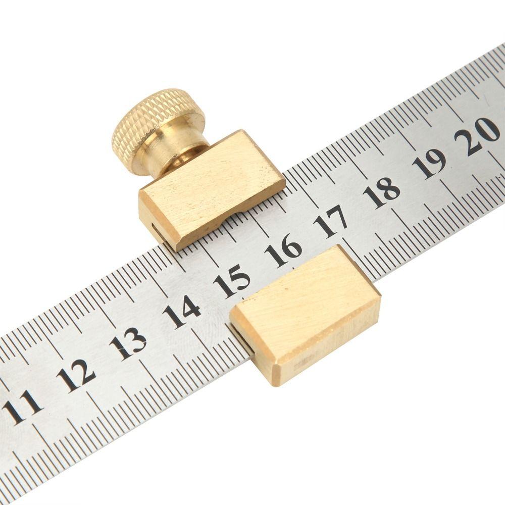 Solid Brass Steel Ruler Positioning Tool Fixed Block Angle Woodworking Line Locator Steel Ruler Stop Fence