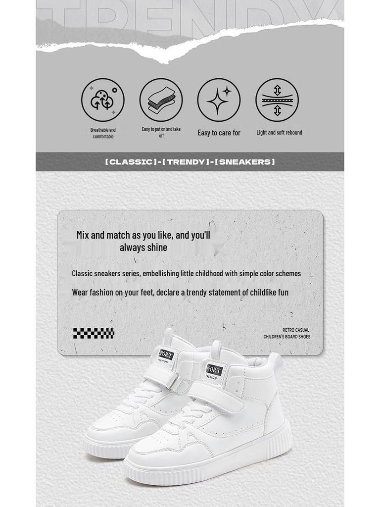 2025 Kinder High-Top Canvas Schuhe - Weiße Sneakers für Jungen & Mädchen, Frühling/Herbst Freizeit- & Sportbekleidung