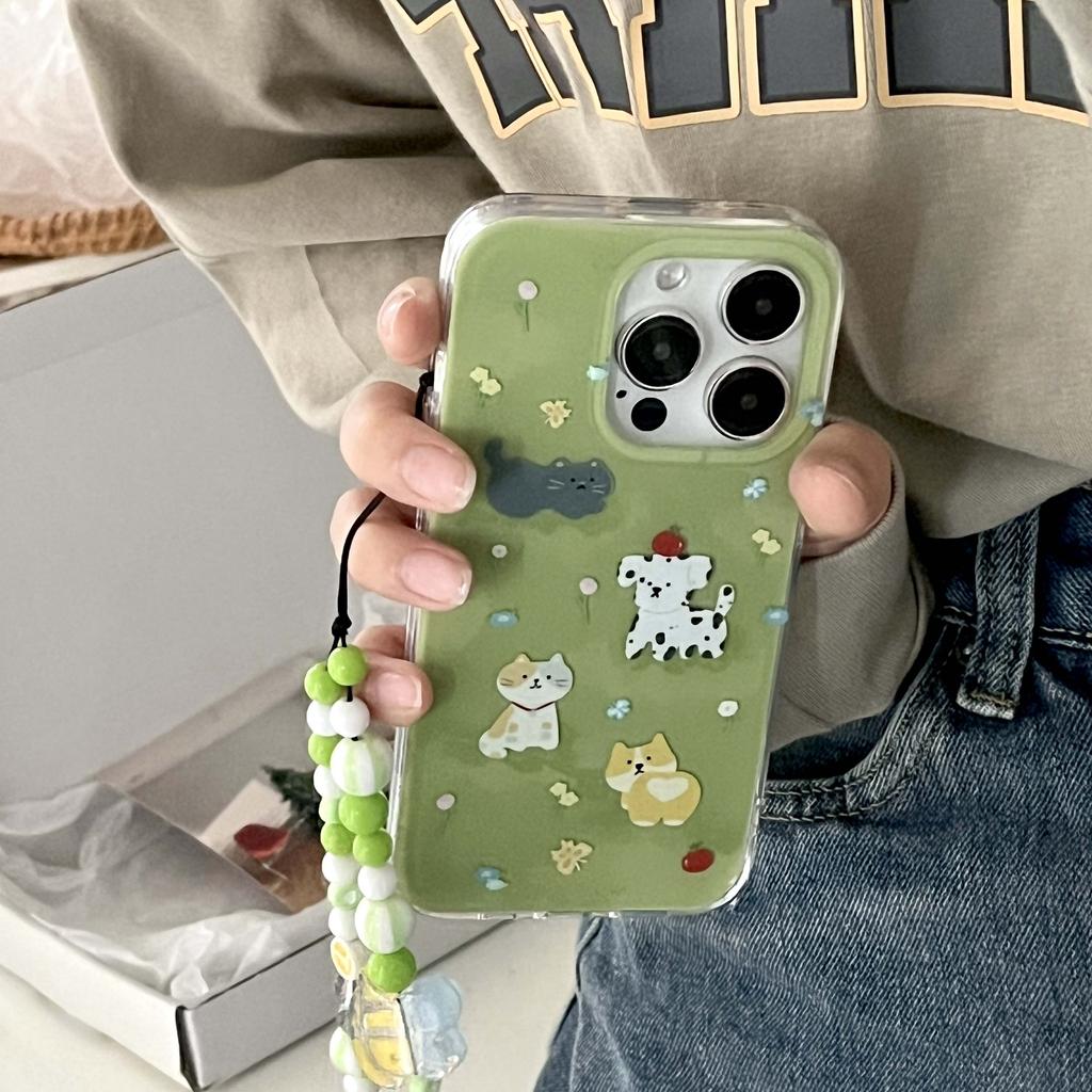 Ins Dog Cat Butterfly Flower Imd Bracelet Cute Phone Case For Iphone 13 Promax 14promax 11 12 Pro Max Cartoon Animal Cover