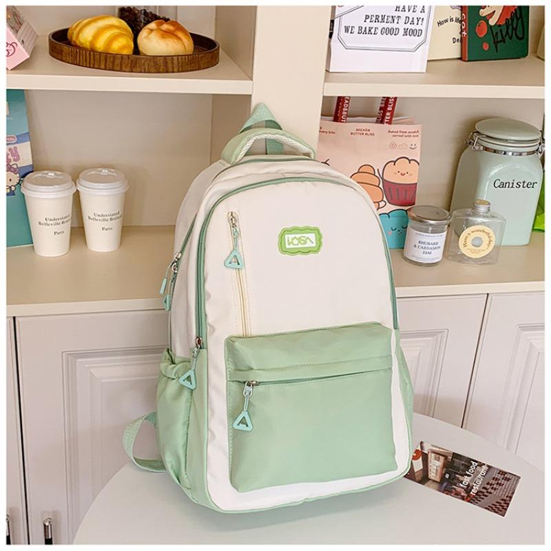 Leisure niche simple new nylon versatile large capacity double shoulder contrasting color commuter travel backpack