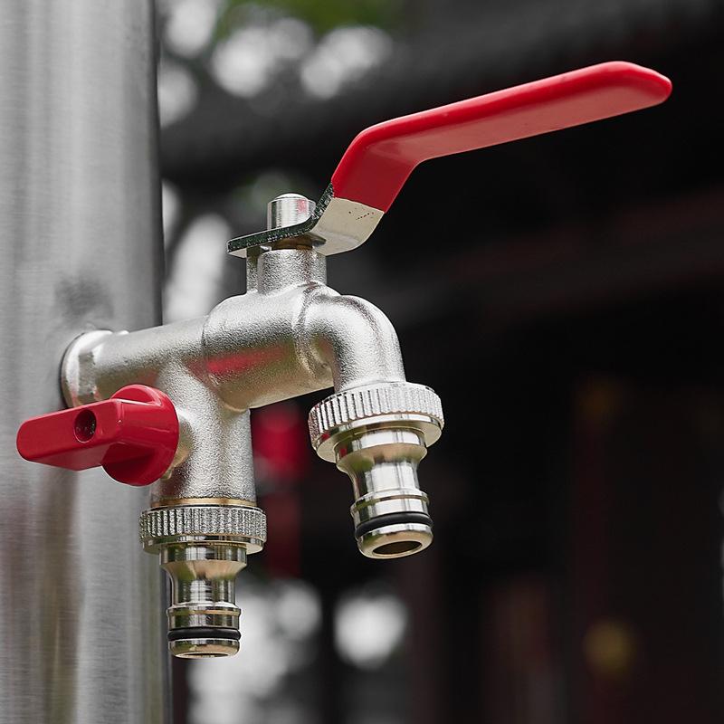 Double Head Water Faucet Garden Irrigation Garden Watering Valve Switch Washing Machine Accessory Thread Alloy Sink Tap