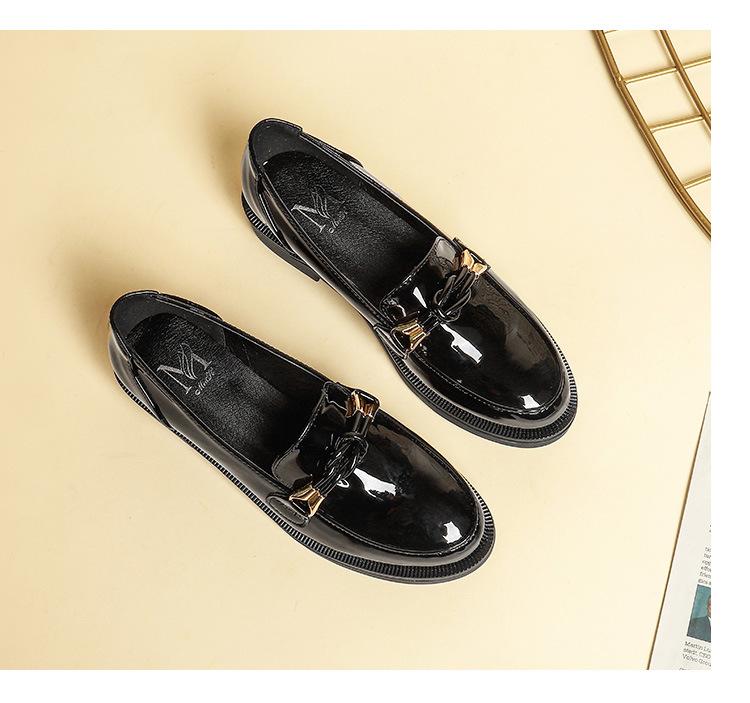 

Модные винно-красные мокасины с лакированной кожей, женские мокасины, криперы, студенческие туфли на толстом каблуке, большой размер 34-43 6 чёрный